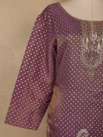 Plum Purple Dots Designed Banarasi Silk Palazzo Salwar Suit - Diadem