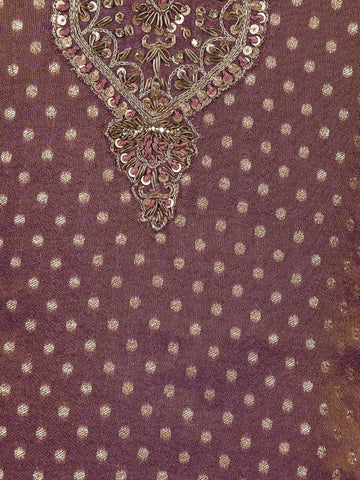 Plum Purple Dots Designed Banarasi Silk Palazzo Salwar Suit - Diadem