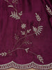 Plum Purple Floral Embroidered Satin Saree - Diadem