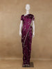 Plum Purple Floral Embroidered Satin Saree - Diadem