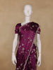 Plum Purple Floral Embroidered Satin Saree - Diadem