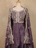 Plum Purple Floral Embroidered Silk Skirt Top - Diadem