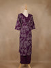 Plum Purple Floral Printed Cotton Salwar Suit - Diadem