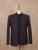 Plum Purple Geometric Design Jacquard Sherwani Suit