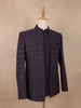 Plum Purple Geometric Design Jacquard Sherwani Suit