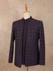 Plum Purple Geometric Design Jacquard Sherwani Suit