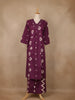 Plum Purple Ikat Printed Cotton Salwar Suit - Diadem