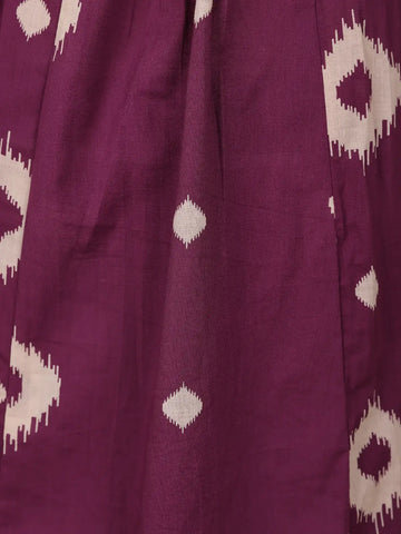 Plum Purple Ikat Printed Cotton Salwar Suit - Diadem