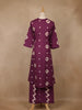Plum Purple Ikat Printed Cotton Salwar Suit - Diadem