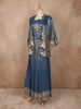 Powder Blue Floral Designed Tissue Organza Palazzo Suit - Diadem