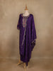 Dark Purple Floral Embroidered Silk Salwar Suit With Dupatta - Diadem