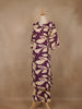 Purple Floral Design Printed Satin Salwar Suit - Diadem
