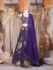 Purple Floral Design Silk Blend Lehenga Set with Dupatta