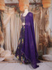 Purple Floral Design Silk Blend Lehenga Set with Dupatta