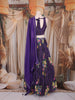 Purple Floral Design Silk Blend Lehenga Set with Dupatta