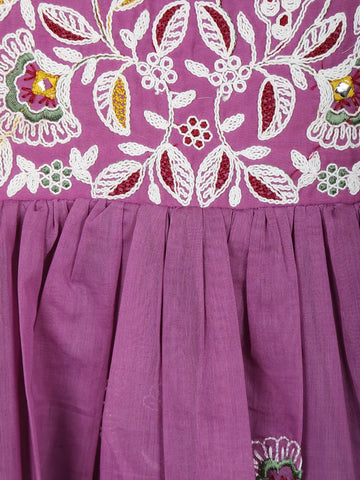 Purple Floral Designed Cotton Salwar - Diadem