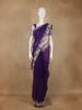 Purple Floral Sequins Embroidered Beads Work Net Saree - Diadem