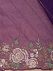 Purple Floral Sequins Embroidered Beads Work Net Saree - Diadem