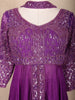 Purple Floral Embroidered Georgette Palazzo Suit - Diadem