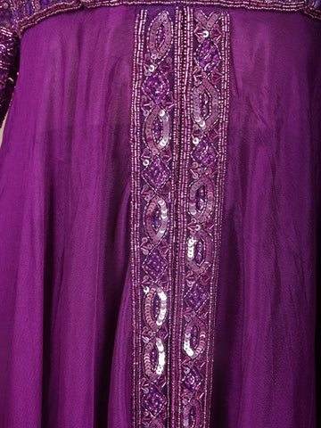 Purple Floral Embroidered Georgette Palazzo Suit - Diadem
