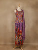 Purple Floral Embroidered Peplum Top With Printed Synthetic Palazzo Suit - Diadem