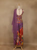 Purple Floral Embroidered Peplum Top With Printed Synthetic Palazzo Suit - Diadem