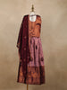 Purple Floral Embroidered Raw Silk Pattu Pavadai