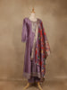 Purple Floral Embroidered Raw Silk Salwar Suit - Diadem