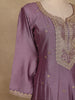 Purple Floral Embroidered Raw Silk Salwar Suit - Diadem