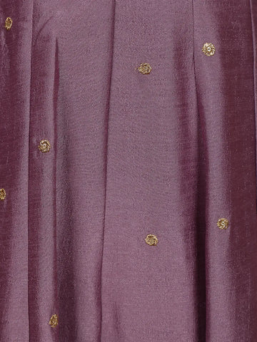 Purple Floral Embroidered Raw Silk Salwar Suit - Diadem