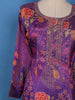 Purple Floral Printed Crepe Palazzo Suit