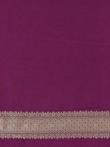 Purple Floral Woven Banarasi Silk Saree With Zari Border - Diadem