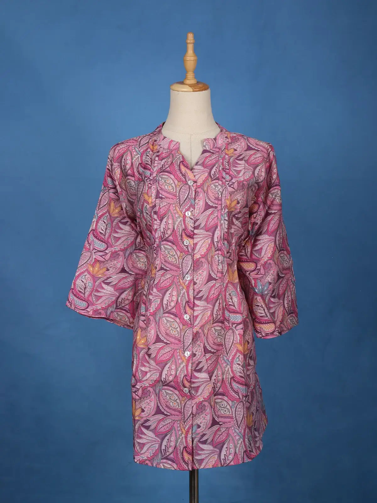 Purple Floral Printed Cotton Kurti Top