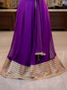 Purple Panel Designed Anarkali Georgette Gown With Zari Embroidered Sleeves - Diadem