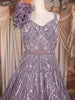 Purple Sequins and Beads Embroidered Design Net Gown