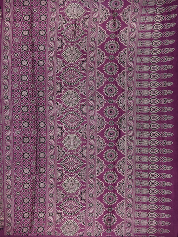 Purple Bandhani-Style Geometric Print Mul Mul Cotton Saree - Diadem