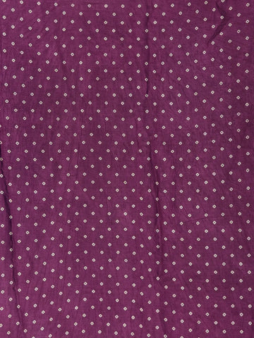 Purple Bandhani-Style Geometric Print Mul Mul Cotton Saree - Diadem