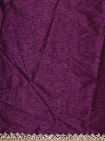 Purple Floral Design Satin Saree - Diadem