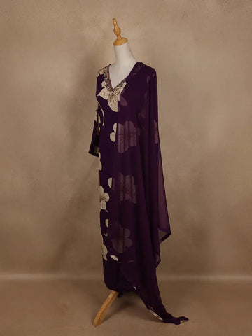Purple Floral Designed Cotton Salwar Suit - Diadem