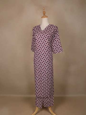 Purple Floral Designed Cotton Salwar Suit - Diadem