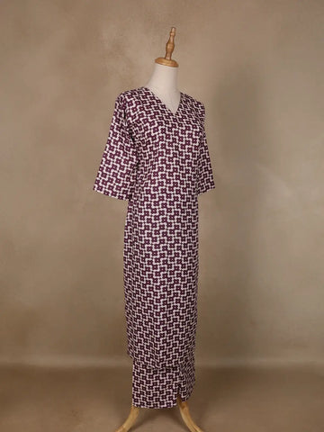 Purple Floral Designed Cotton Salwar Suit - Diadem