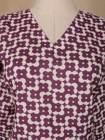 Purple Floral Designed Cotton Salwar Suit - Diadem