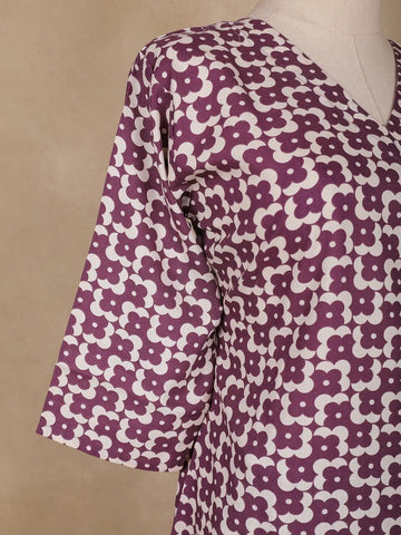 Purple Floral Designed Cotton Salwar Suit - Diadem