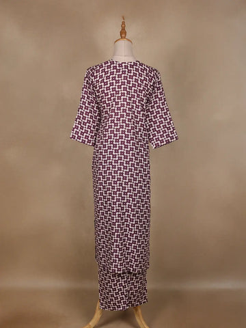 Purple Floral Designed Cotton Salwar Suit - Diadem