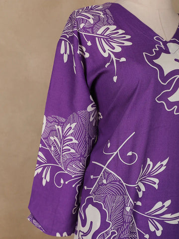 Purple Floral Designed Cotton Salwar Suit - Diadem