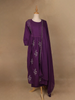 Purple Floral Embroidered Cotton Salwar Suit - Diadem