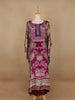 Purple Floral Designed Semi Silk Kaftan Suit - Diadem