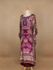 Purple Floral Designed Semi Silk Kaftan Suit - Diadem