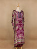 Purple Floral Designed Semi Silk Kaftan Suit - Diadem