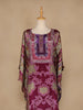 Purple Floral Designed Semi Silk Kaftan Suit - Diadem